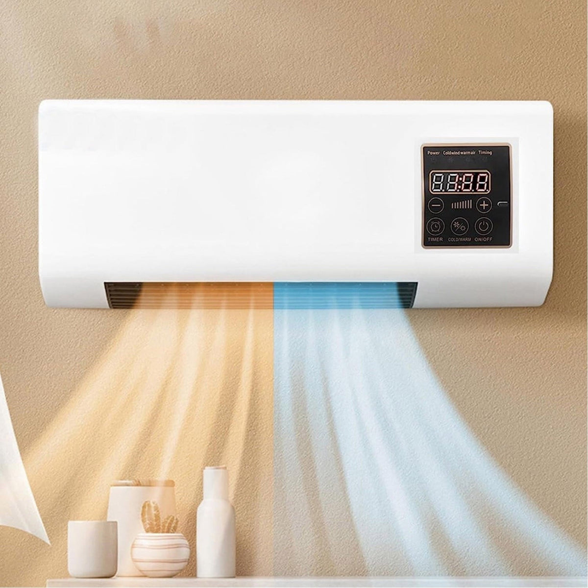 Air Conditioner Without Outdoor Unit for Bedroom, 4-in-1 Cooling, Heating, Ventilating and Dehumidifying, Wall-Mounted, Quiet Mini Air Conditioner for Attic Room with Timer