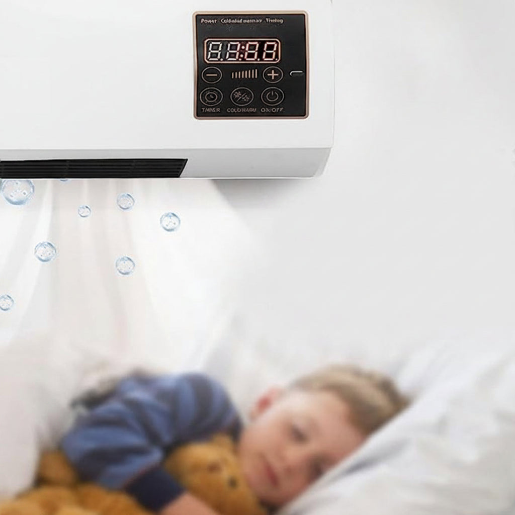 Air Conditioner Without Outdoor Unit for Bedroom, 4-in-1 Cooling, Heating, Ventilating and Dehumidifying, Wall-Mounted, Quiet Mini Air Conditioner for Attic Room with Timer