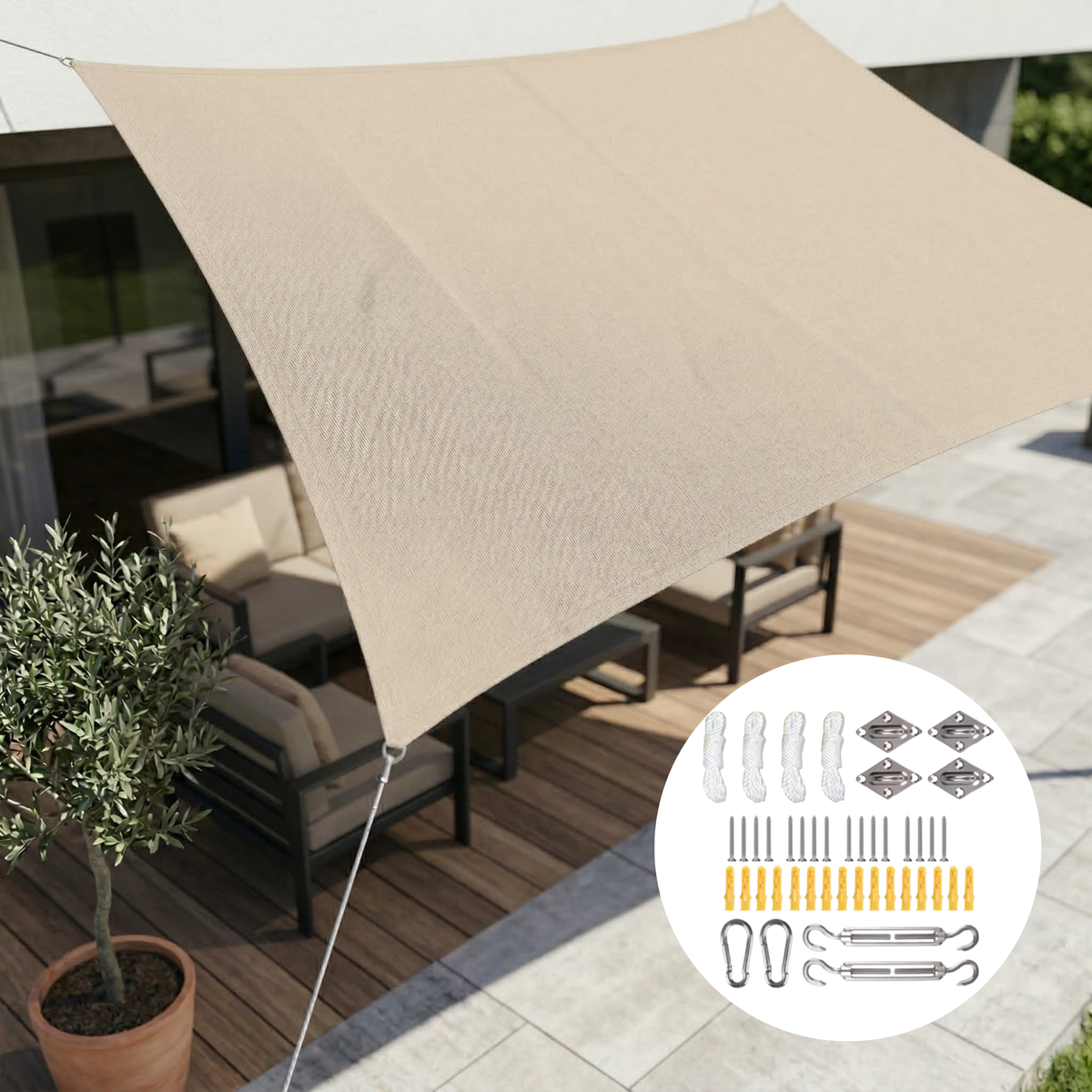 Waterproof Rectangular Shade Cloth UV Protection Terrace Garden Balcony