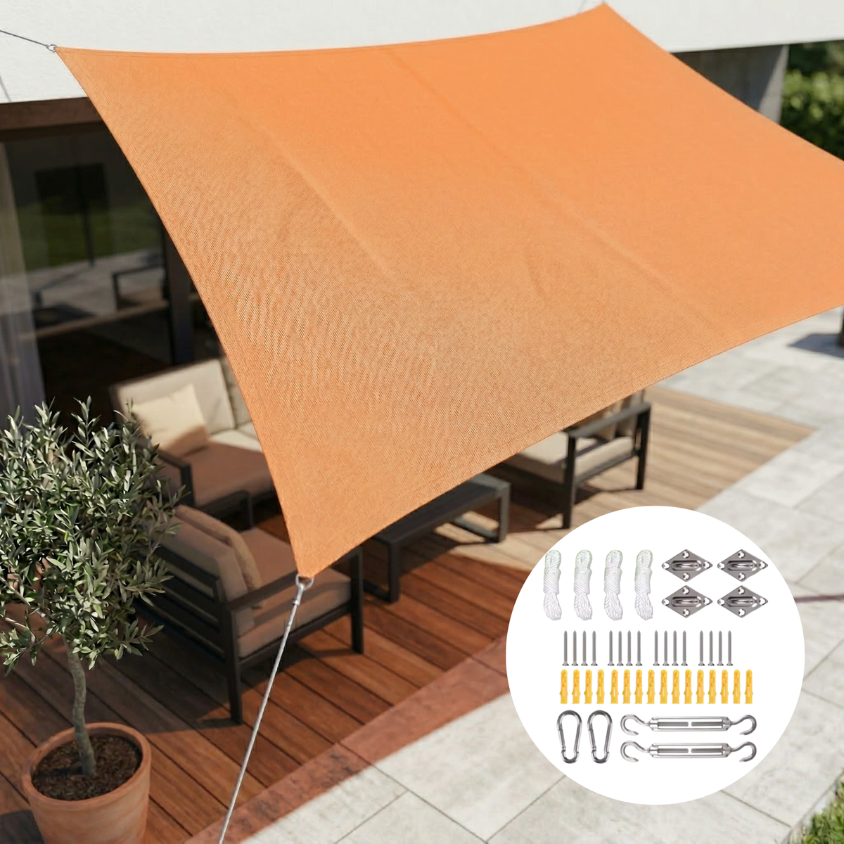 Waterproof Rectangular Shade Cloth UV Protection Terrace Garden Balcony